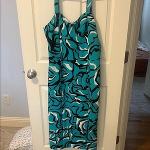 RACHEL Rachel Roy Teal and Black Midi Dress
